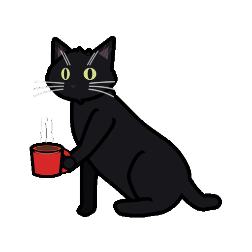 A black cat drinking tea