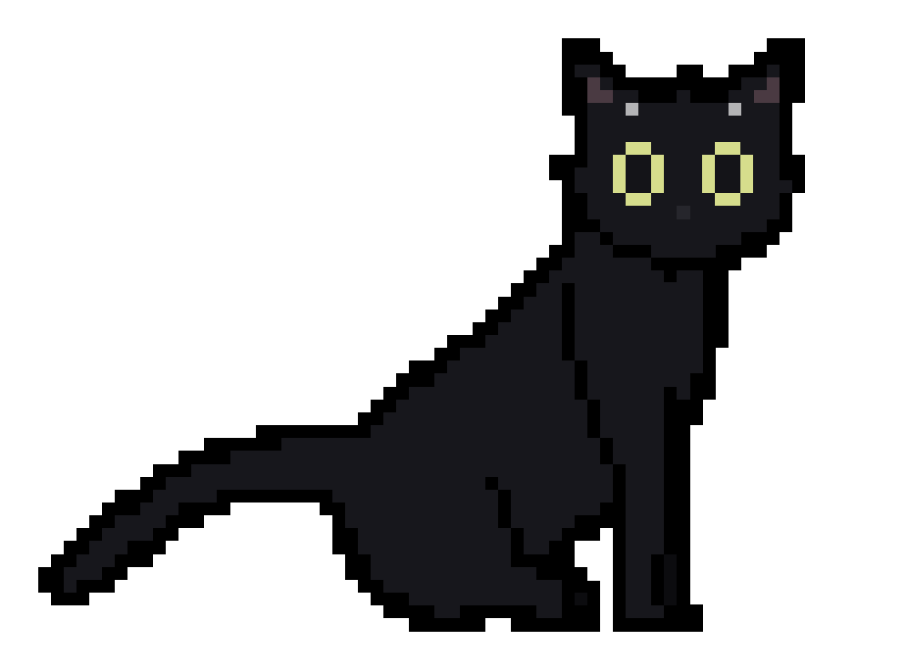 A pixel-art black cat