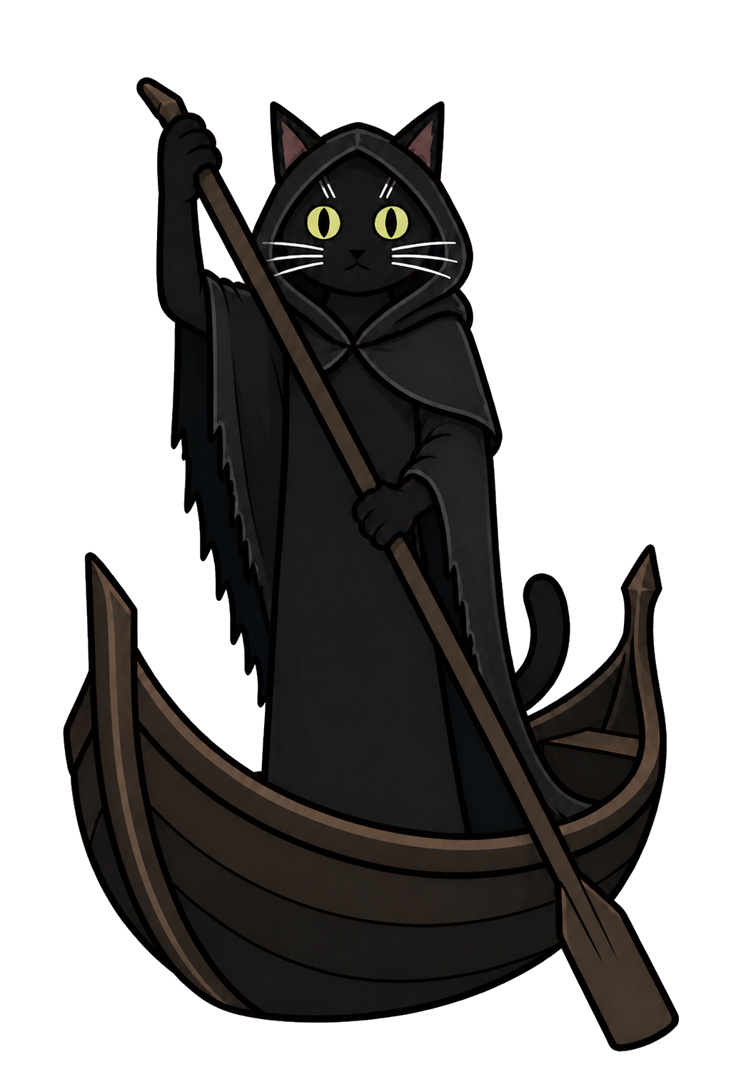 Charon the cat ferrying a boat